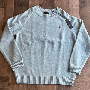 G-Star New with Tags Baby Blue Crewneck Sweater with Ribbed Detailing